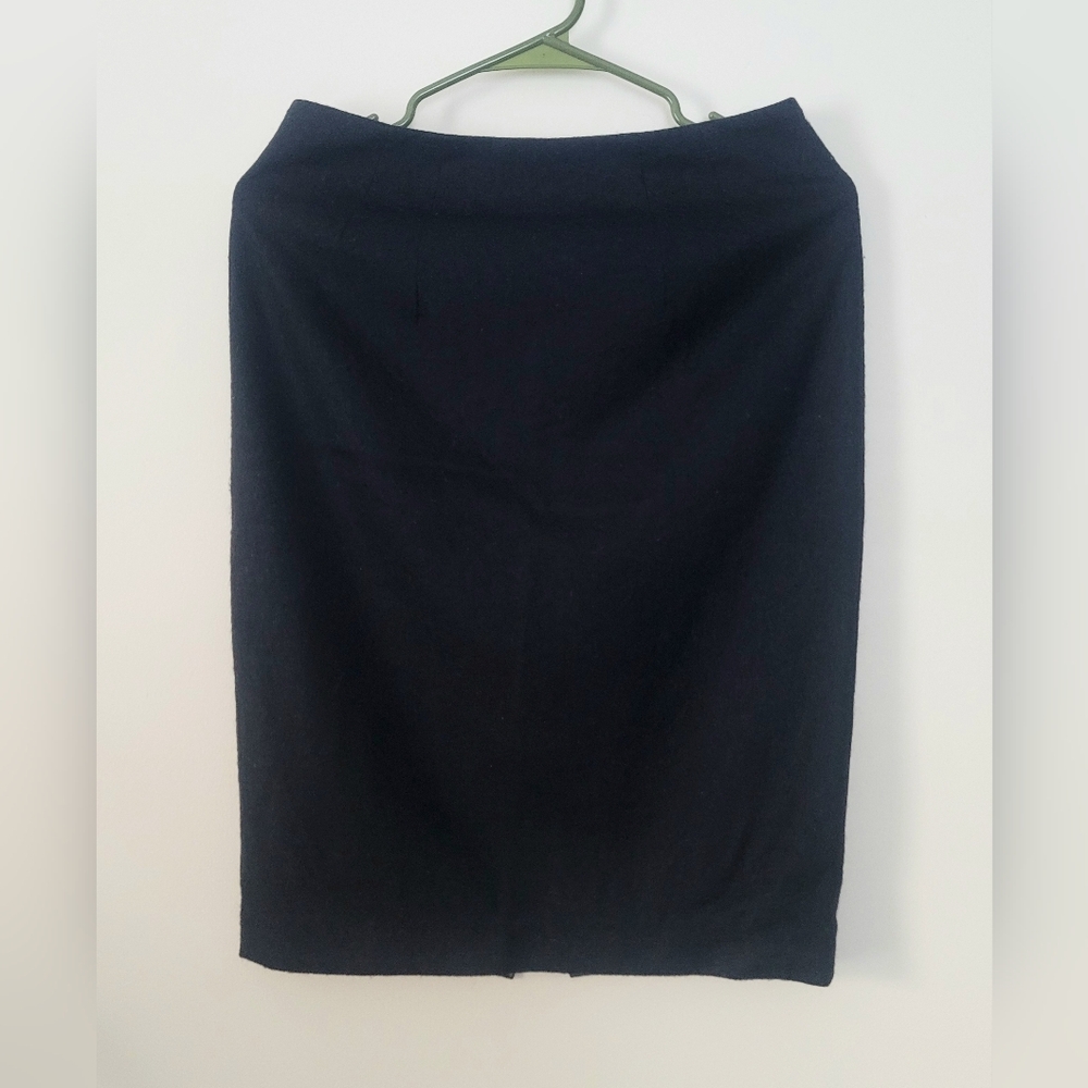 Nuomi Shanghai Black Wool Lined by Silk Mini Pensil Skirt 38 US 6